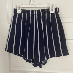 shein blue and white striped flowy shorts